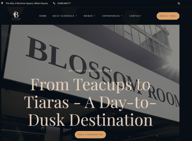 Recent Web Design Project: Blossom Room Milton Keynes