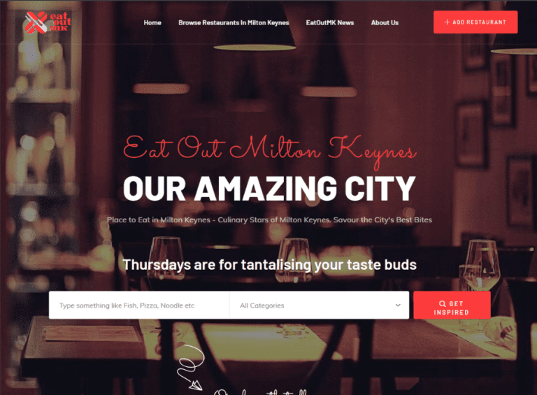 Recent Web Design Project: Eat Out MK - Places to eat Milton Keynes