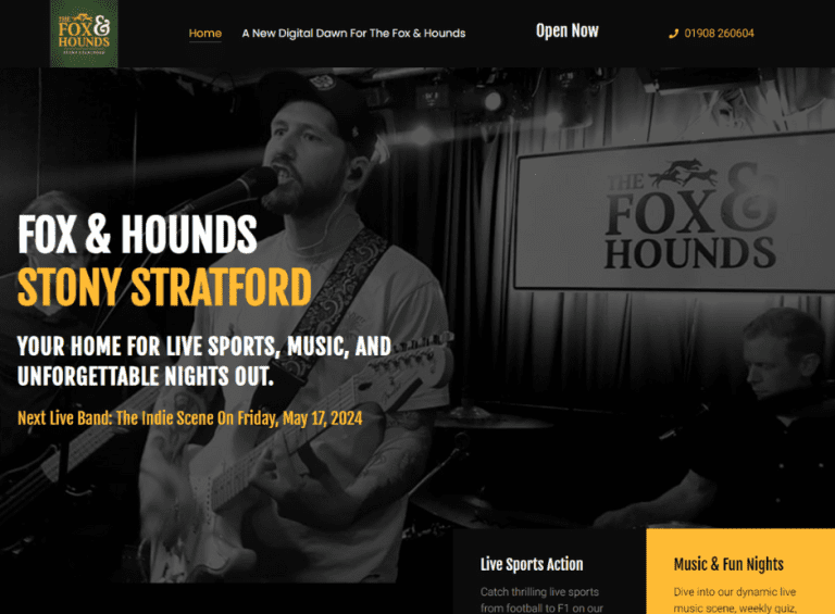 Recent Web Design Project:Fox & Hounds Stony Stratford