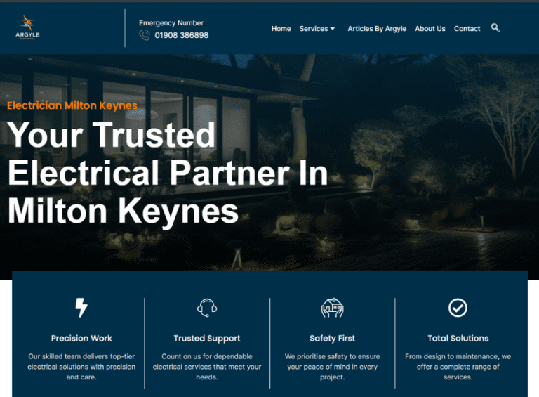 Recent Web Design Project: Argyle Electrician Milton Keynes