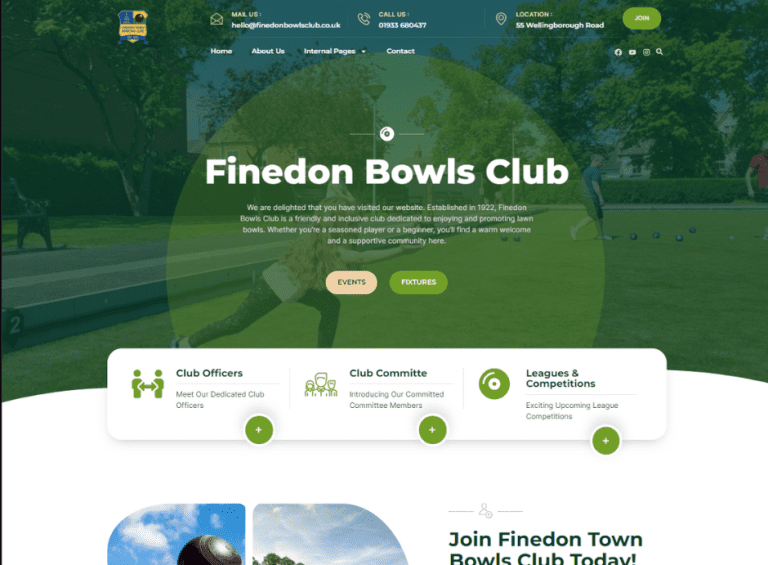 Recent Web Design Project: Finedon Bowls Club