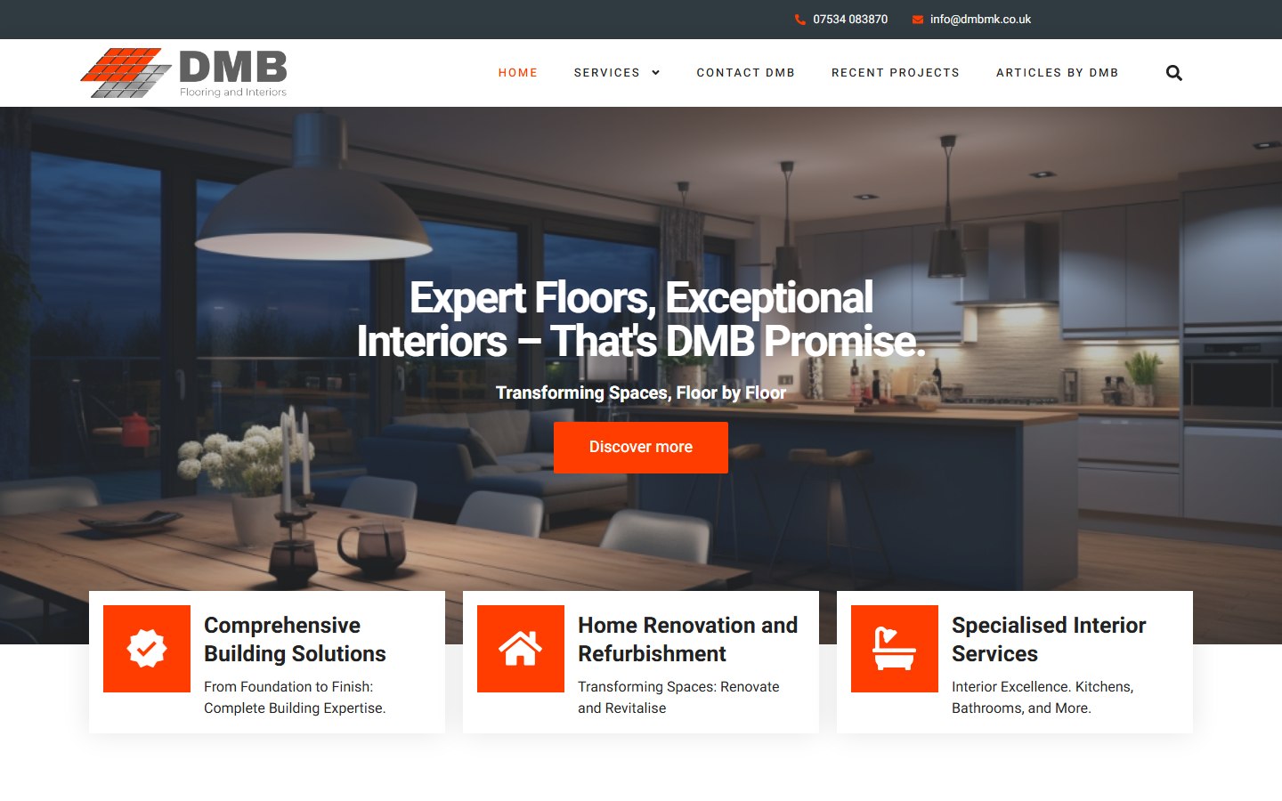 DMB Flooring and Interiors website homepage