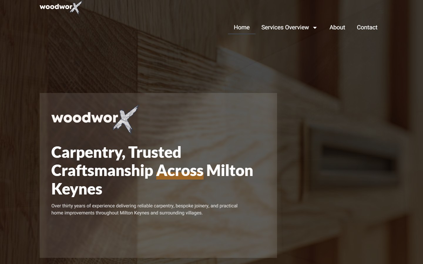 Brian's Woodworx carpentry website homepage