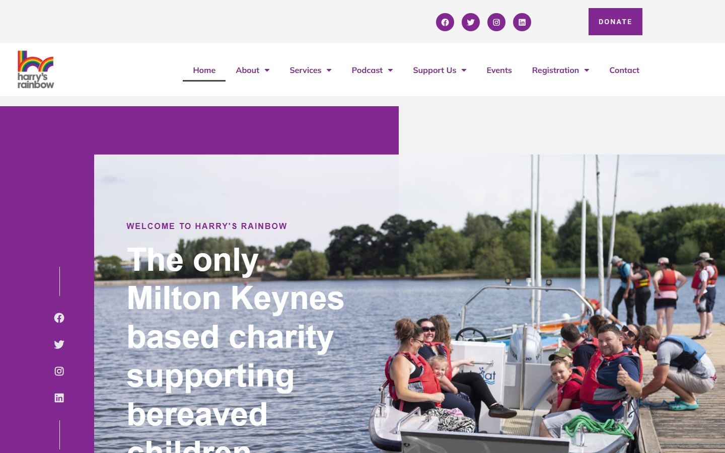 Harry's Rainbow charity website homepage