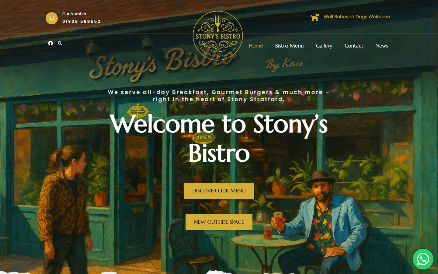 Stony's Bistro website homepage