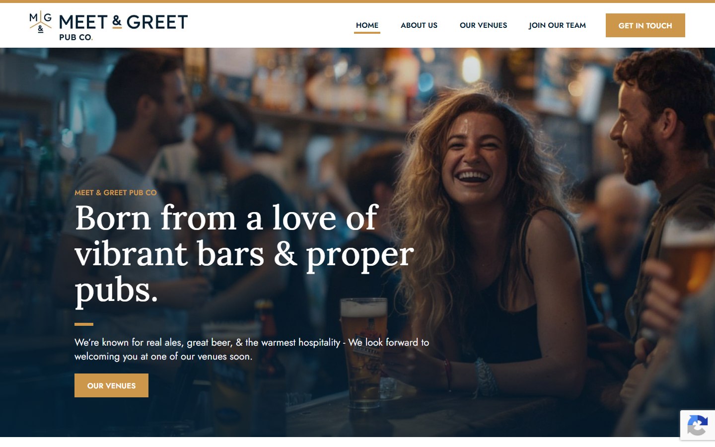 Meet and Greet Pub Co website homepage