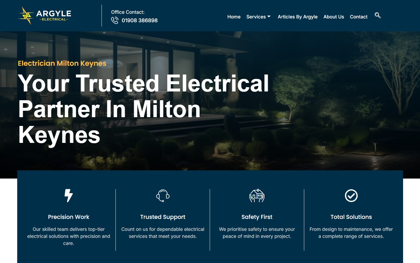 Argyle Electrical Services website homepage